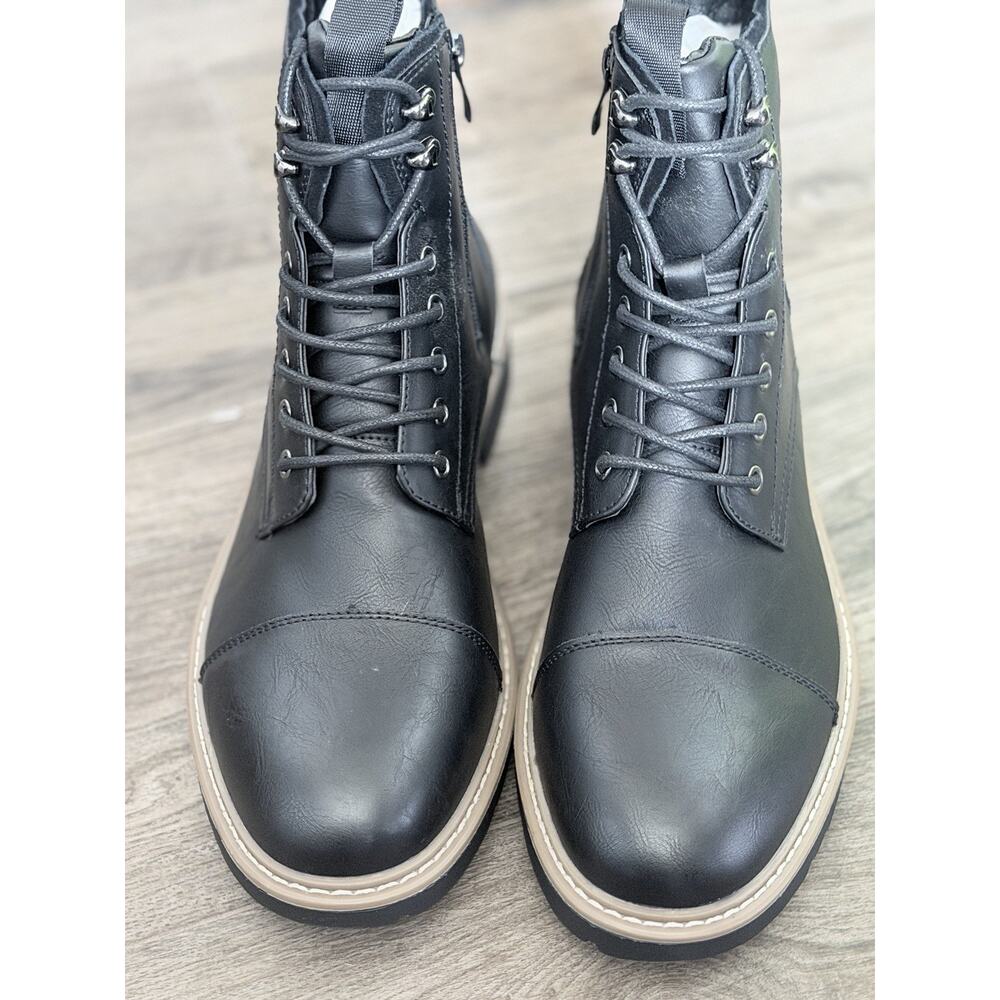 Vostey Men's Casual Side Zip Chukka Motorcycle Boots In Black Size 10